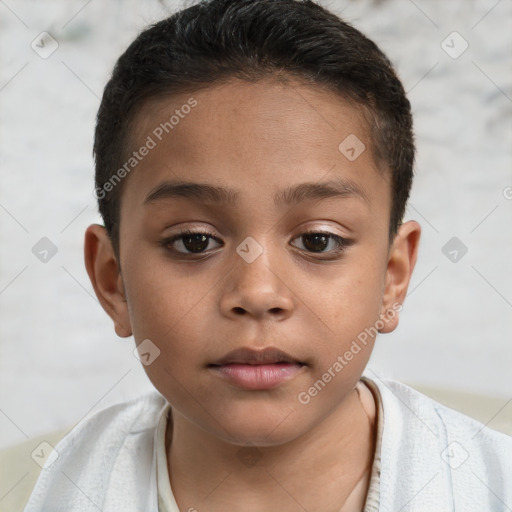 Neutral white child female with short  brown hair and brown eyes