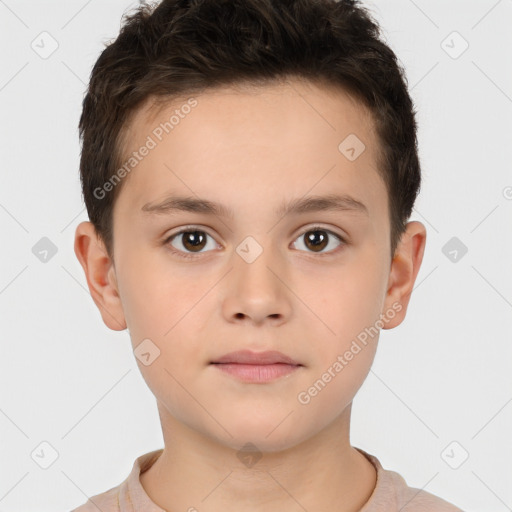 Neutral white child male with short  brown hair and brown eyes