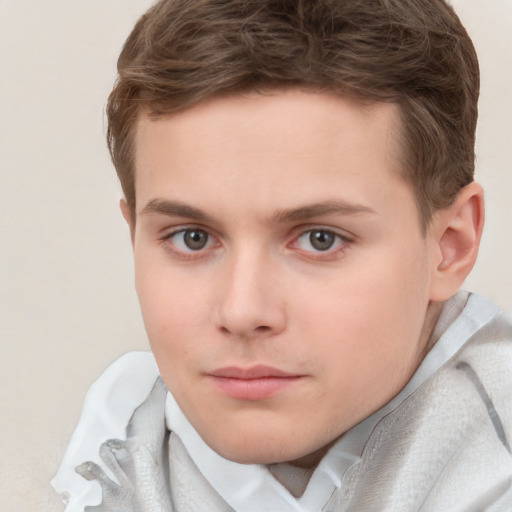 Neutral white child male with short  brown hair and brown eyes