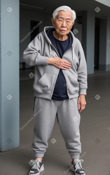 Elderly non-binary with  gray hair