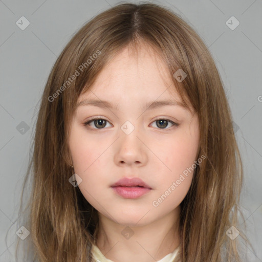 Neutral white child female with medium  brown hair and brown eyes