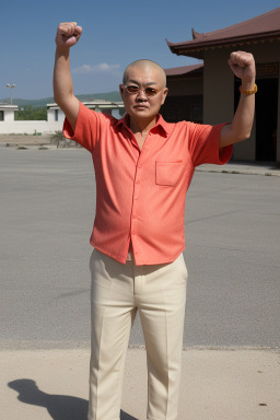 Mongolian 45 years male with  blonde hair