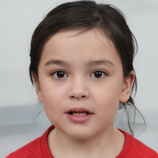 Neutral white child female with medium  brown hair and brown eyes