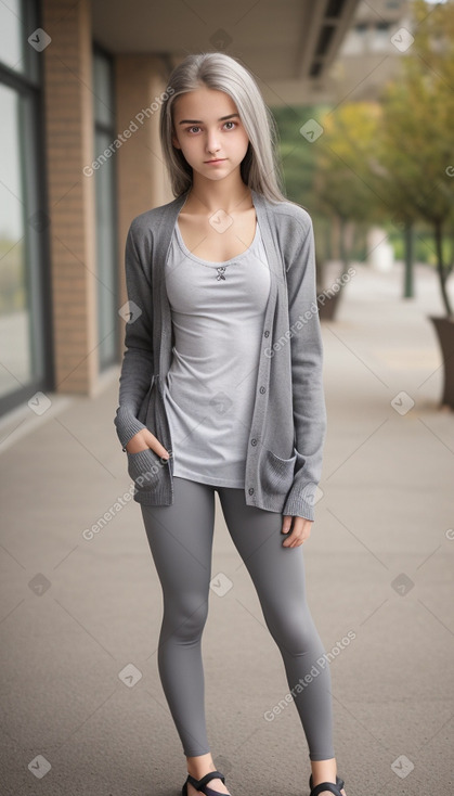 Bulgarian teenager girl with  gray hair