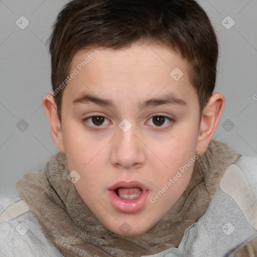 Neutral white child female with short  brown hair and brown eyes