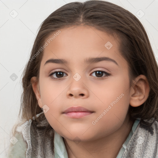 Neutral white child female with medium  brown hair and brown eyes