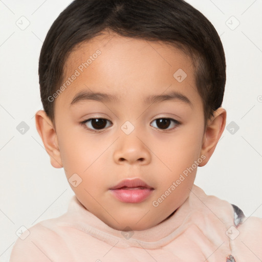 Neutral white child female with short  brown hair and brown eyes