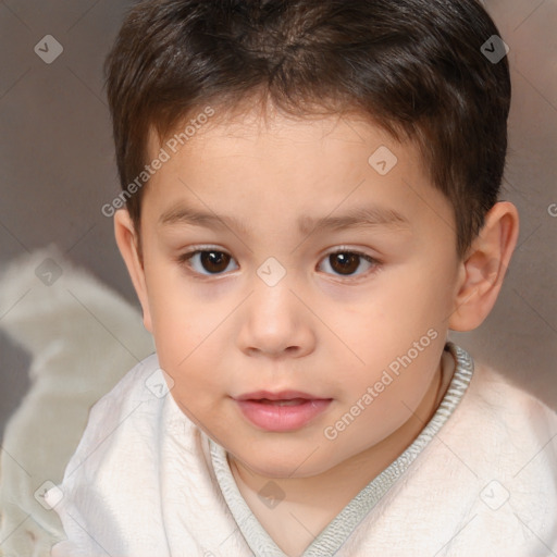 Neutral white child male with short  brown hair and brown eyes