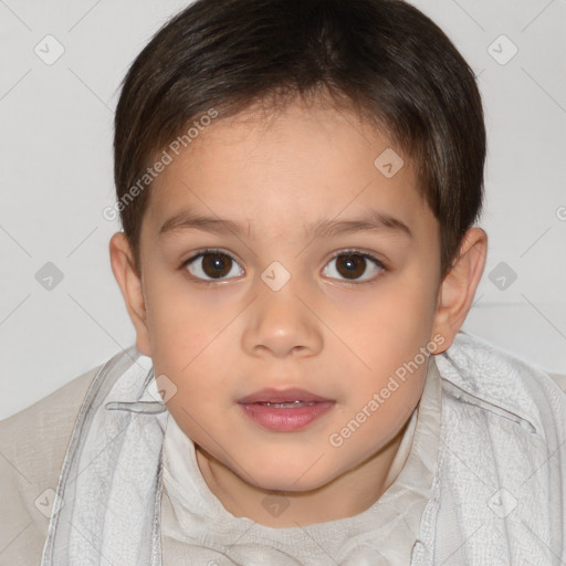 Neutral white child female with short  brown hair and brown eyes