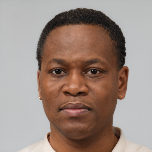 Neutral latino adult male with short  black hair and brown eyes