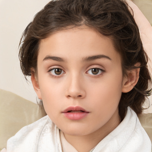 Neutral white child female with medium  brown hair and brown eyes