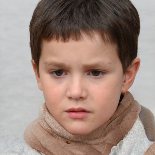 Neutral white child male with short  brown hair and brown eyes