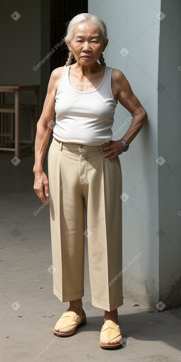 Vietnamese elderly female with  blonde hair