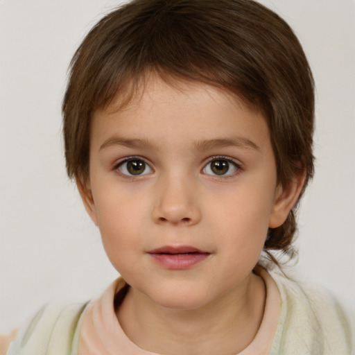 Neutral white child female with medium  brown hair and brown eyes