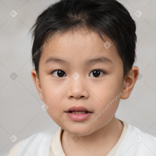 Neutral white child male with short  brown hair and brown eyes