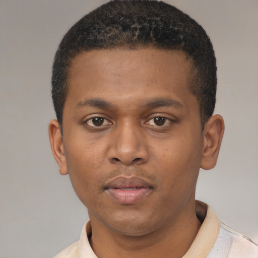 Neutral latino young-adult male with short  brown hair and brown eyes