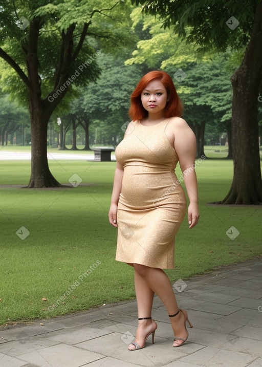 Indonesian 45 years female with  ginger hair