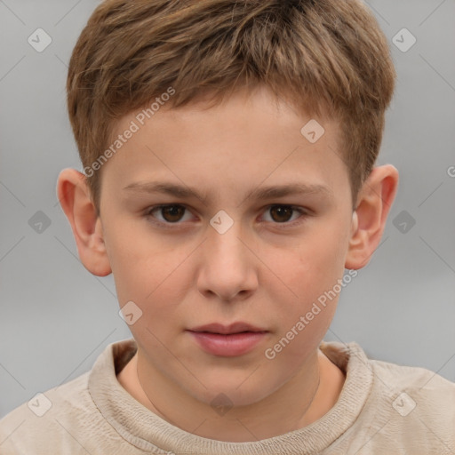 Neutral white child male with short  brown hair and brown eyes