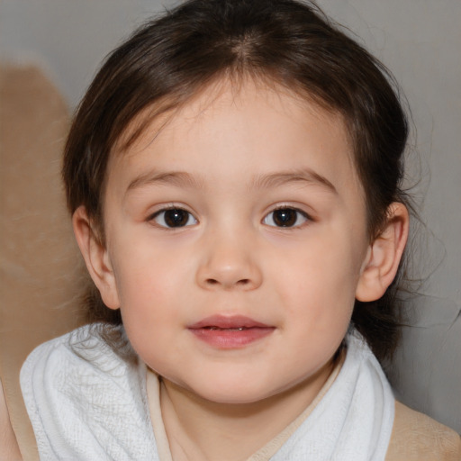 Neutral white child female with medium  brown hair and brown eyes