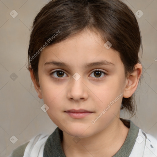 Neutral white child female with medium  brown hair and brown eyes