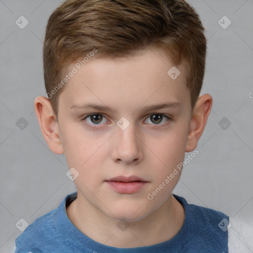 Neutral white child male with short  brown hair and brown eyes