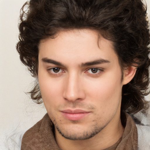 Neutral white young-adult male with medium  brown hair and brown eyes