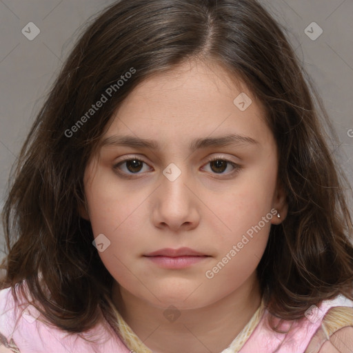 Neutral white child female with medium  brown hair and brown eyes