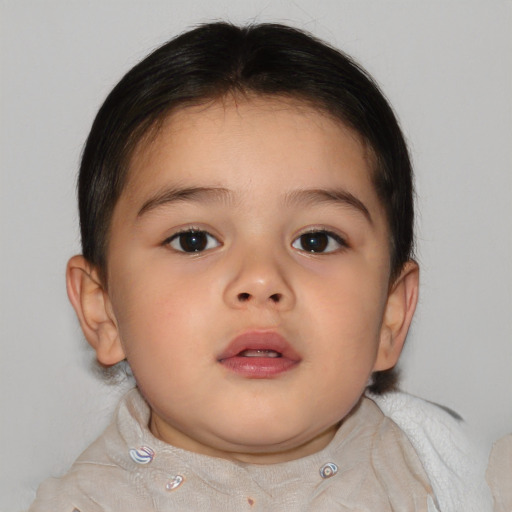 Neutral asian child female with short  brown hair and brown eyes