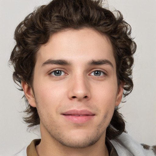 Neutral white young-adult male with medium  brown hair and brown eyes