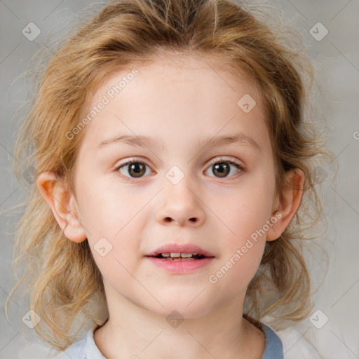 Neutral white child female with medium  brown hair and brown eyes