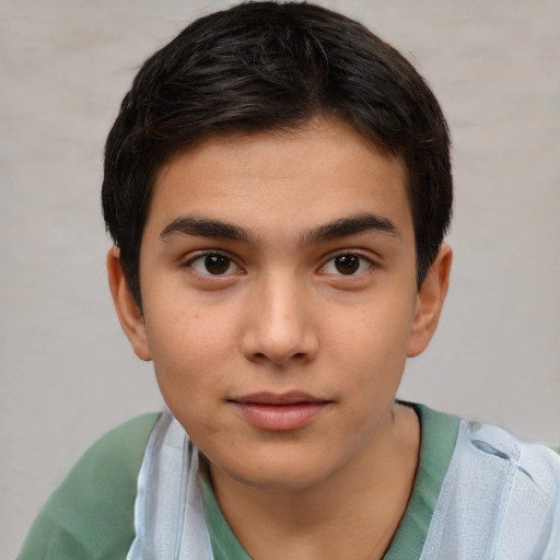 Neutral white child male with short  brown hair and brown eyes