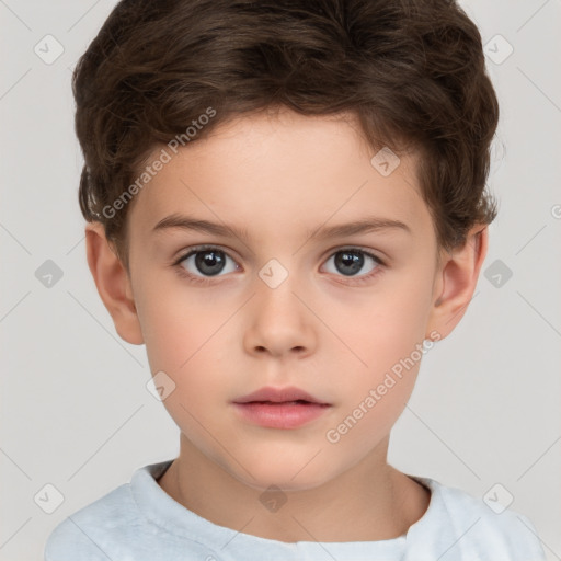 Neutral white child male with short  brown hair and brown eyes