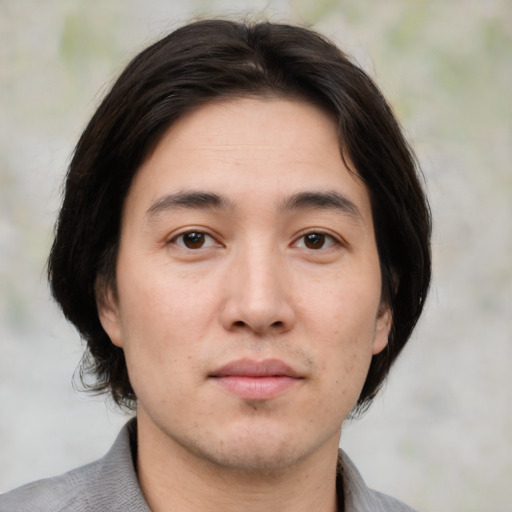 Neutral white young-adult male with medium  brown hair and brown eyes