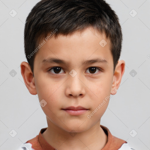 Neutral white child male with short  brown hair and brown eyes