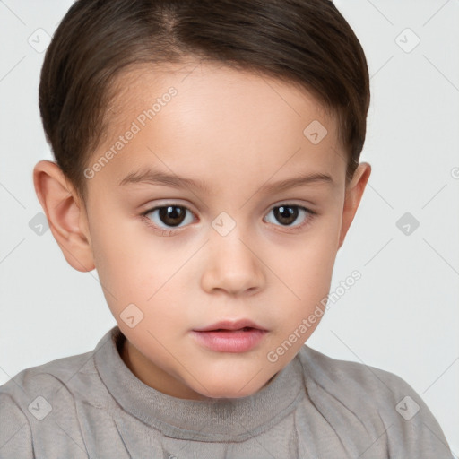 Neutral white child female with short  brown hair and brown eyes