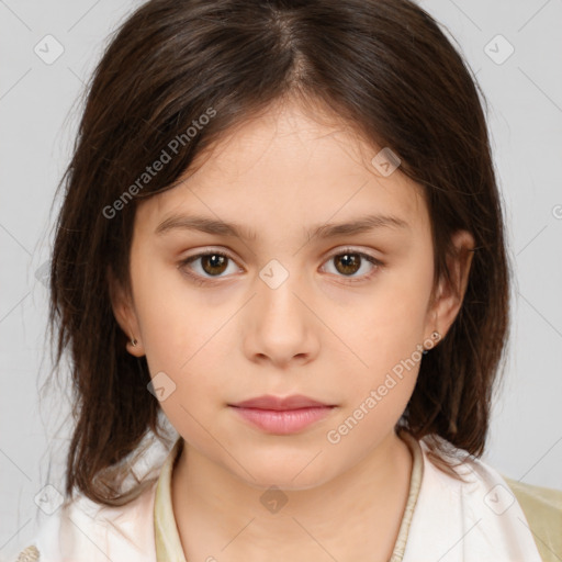 Neutral white child female with medium  brown hair and brown eyes