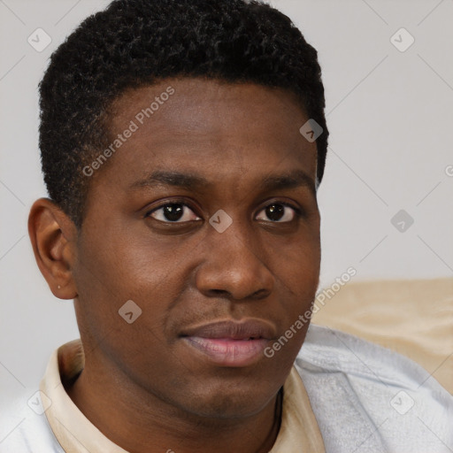 Neutral black young-adult male with short  brown hair and brown eyes