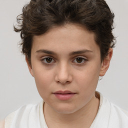 Neutral white child female with short  brown hair and brown eyes