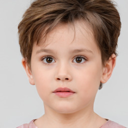 Neutral white child female with short  brown hair and brown eyes