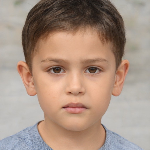 Neutral white child male with short  brown hair and brown eyes