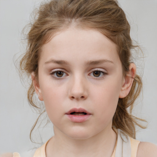 Neutral white child female with medium  brown hair and brown eyes