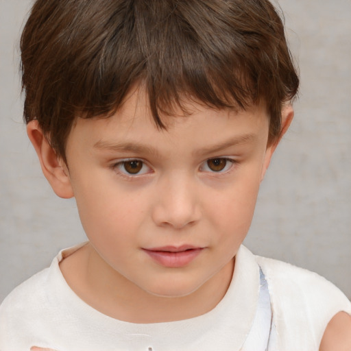 Neutral white child male with short  brown hair and brown eyes