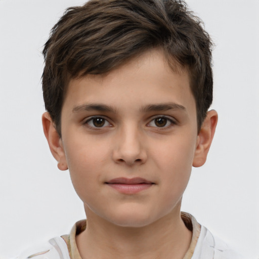 Neutral white child male with short  brown hair and brown eyes