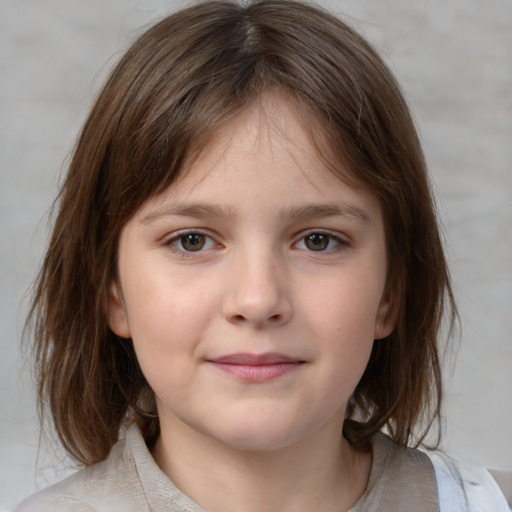 Neutral white child female with medium  brown hair and brown eyes