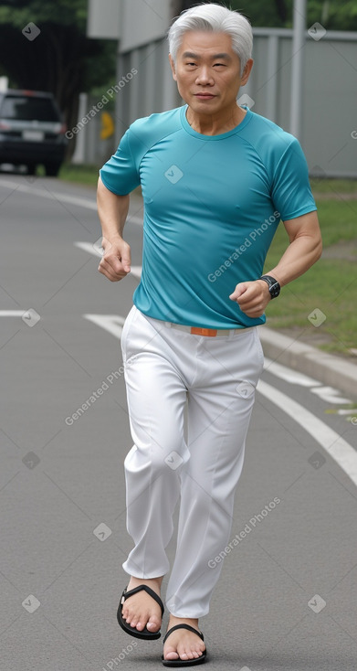 Taiwanese middle-aged male with  white hair