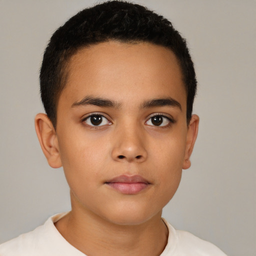 Neutral latino child male with short  brown hair and brown eyes