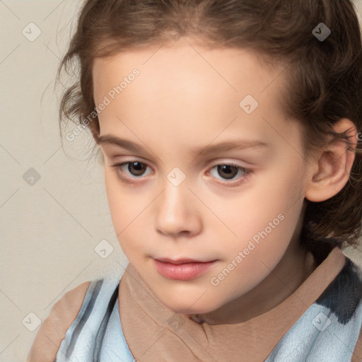 Neutral white child female with medium  brown hair and brown eyes