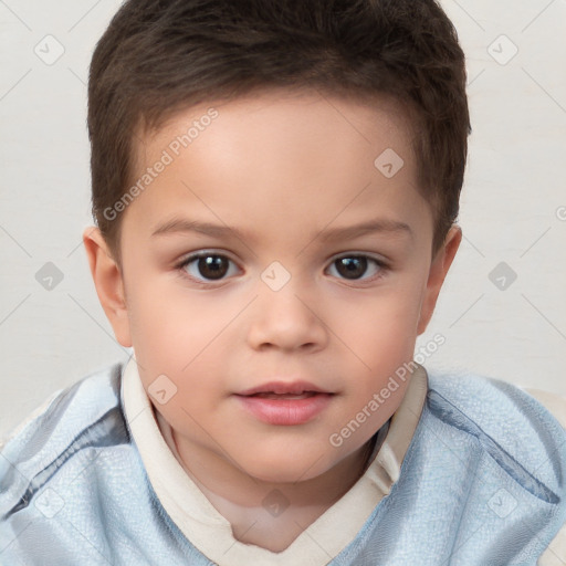 Neutral white child female with short  brown hair and brown eyes