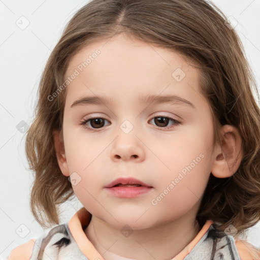 Neutral white child female with medium  brown hair and brown eyes