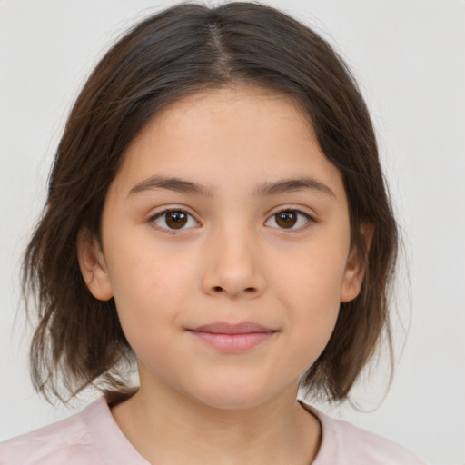 Neutral white child female with medium  brown hair and brown eyes